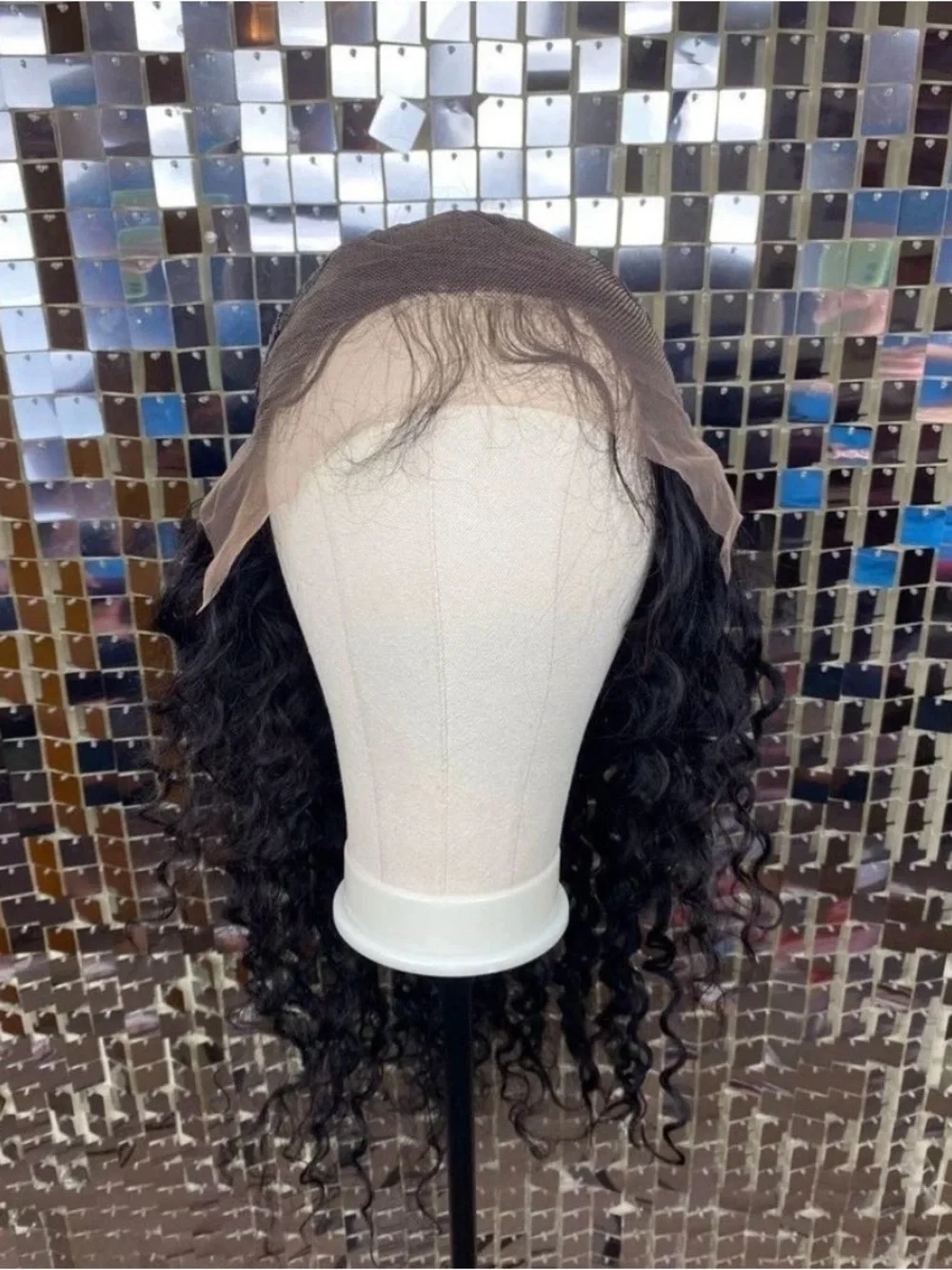 Natural Black Deep Wave Glue-less Lace Front Wig Human Hair 28” 13x4 150 Density
